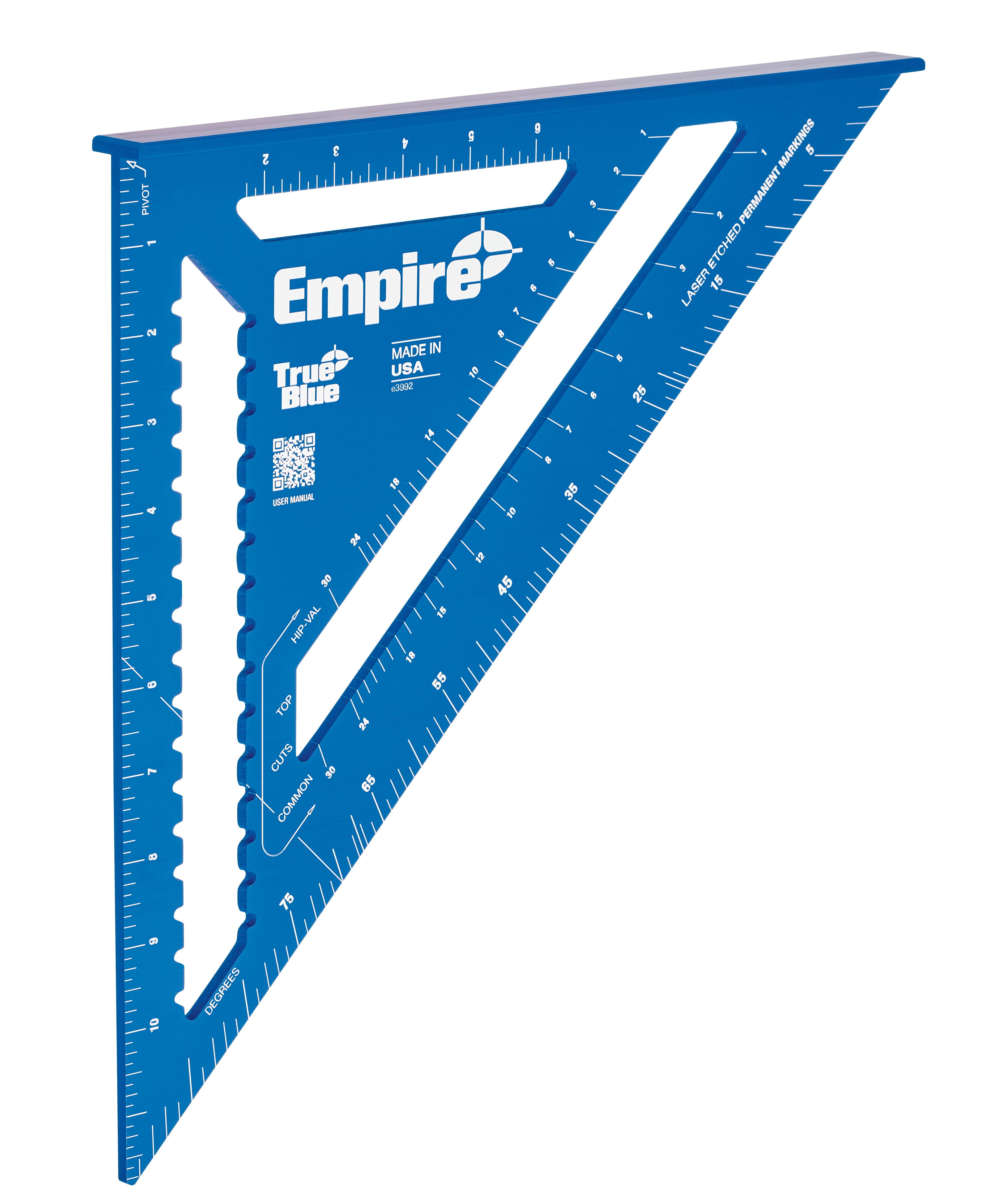 Milwaukee® Empire® True Blue® E3992 High Visibility Heavy Duty Rafter Square, 12 in L, 1/8 in Graduation, 12 in Tongue, Aluminum